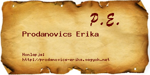 Prodanovics Erika névjegykártya